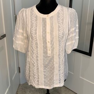 LOFT White Clip Dot Blouse